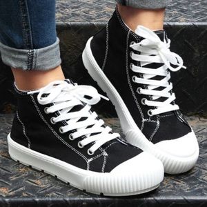 ROSY - Black Canvas Hi-Top Sneaker - size 38 (8) - new